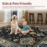 Ultra Soft Area Rug, Non Slip, Stain Resistant, Washable Area Rugs for Living Room, Bedroom, Luxe Minimalist Lace Effect(Blue)