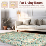 Ultra Soft Area Rug, Non Slip, Stain Resistant, Washable Area Rugs for Living Room, Bedroom, Elegant Pastel Floral Motif(Blue)