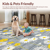 Ultra Soft Area Rug, Non Slip, Stain Resistant, Washable Area Rugs for Living Room, Bedroom, Trendy Playful Petal Palette(Gray)