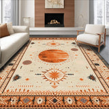 Ultra Soft Area Rug, Non Slip, Stain Resistant, Washable Area Rugs for Living Room, Bedroom, Contemporary Lattice Line Aesthetics(Orange)