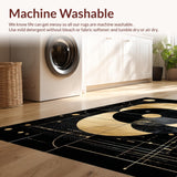 Ultra Soft Area Rug, Non Slip, Stain Resistant, Washable Area Rugs for Living Room, Bedroom, Contemporary Striking Pattern Fusion(Gold)
