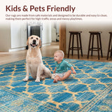 Ultra Soft Area Rug, Non Slip, Stain Resistant, Washable Area Rugs for Living Room, Bedroom, Rustic Oceanic Tiled Arrangement(Blue)