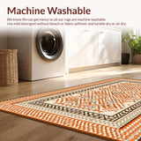 Ultra Soft Area Rug, Non Slip, Stain Resistant, Washable Area Rugs for Living Room, Bedroom, Warm Toned Tiled Aesthetic Piece(Orange)