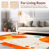 Ultra Soft Area Rug, Non Slip, Stain Resistant, Washable Area Rugs for Living Room, Bedroom, Striking Retro Artistic Expression(Orange)