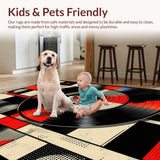 Ultra Soft Area Rug, Non Slip, Stain Resistant, Washable Area Rugs for Living Room, Bedroom, Minimalist Circular Music Statement(Black)