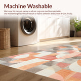 Ultra Soft Area Rug, Non Slip, Stain Resistant, Washable Area Rugs for Living Room, Bedroom, Geometric Peach Rug: Contemporary Bath Carpet with Contrasting Shapes(Orange)
