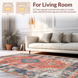 Ultra Soft Area Rug, Non Slip, Stain Resistant, Washable Area Rugs for Living Room, Bedroom, Chic Coral and Beige Harmony(Orange)