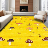 Ultra Soft Area Rug, Non Slip, Stain Resistant, Washable Area Rugs for Living Room, Bedroom, Playful Yellow Mushroom Aesthetic(Yellow)