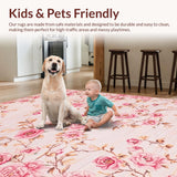 Ultra Soft Area Rug, Non Slip, Stain Resistant, Washable Area Rugs for Living Room, Bedroom, Soft Pastel Minimalist Aesthetic(Pink)
