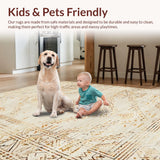 Ultra Soft Area Rug, Non Slip, Stain Resistant, Washable Area Rugs for Living Room, Bedroom, Rustic Minimalist Tiled Design(Beige)