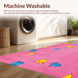 Ultra Soft Area Rug, Non Slip, Stain Resistant, Washable Area Rugs for Living Room, Bedroom, Whimsical Educational Creature Composition(Pink)