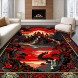 Ultra Soft Area Rug, Non Slip, Stain Resistant, Washable Area Rugs for Living Room, Bedroom, Vibrant Castle Inspired Illusion(Red)