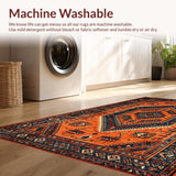 Ultra Soft Area Rug, Non Slip, Stain Resistant, Washable Area Rugs for Living Room, Bedroom, Vibrant Floral Boho Aesthetic(Orange)