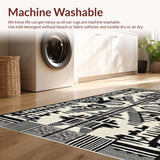 Ultra Soft Area Rug, Non Slip, Stain Resistant, Washable Area Rugs for Living Room, Bedroom, Contemporary Monochrome Animal Motif(Black)