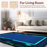 Ultra Soft Area Rug, Non Slip, Stain Resistant, Washable Area Rugs for Living Room, Bedroom, Dynamic Graphic Expression Motif(Blue)