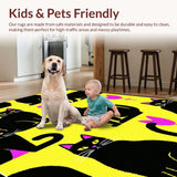 Ultra Soft Area Rug, Non Slip, Stain Resistant, Washable Area Rugs for Living Room, Bedroom, Rustic Earthy Tone Feline Art(Yellow)