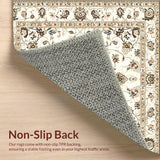 Ultra Soft Area Rug, Non Slip, Stain Resistant, Washable Area Rugs for Living Room, Bedroom, Elegant Area with Vintage Floral Motifs in Warm Beige and Taupe(Beige)