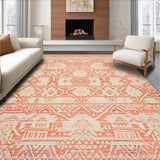 Ultra Soft Area Rug, Non Slip, Stain Resistant, Washable Area Rugs for Living Room, Bedroom, Rustic Warm Toned Pattern(Pink)