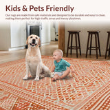 Ultra Soft Area Rug, Non Slip, Stain Resistant, Washable Area Rugs for Living Room, Bedroom, Eclectic Textured Contemporary Look(Orange)