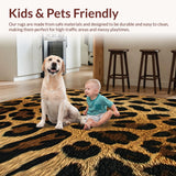 Ultra Soft Area Rug, Non Slip, Stain Resistant, Washable Area Rugs for Living Room, Bedroom, Wild Animal Print Bedroom Soft Sheepskin Carpet(Brown)