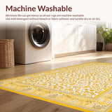 Ultra Soft Area Rug, Non Slip, Stain Resistant, Washable Area Rugs for Living Room, Bedroom, Timeless Vintage Tiled Composition(Yellow)