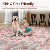 Ultra Soft Area Rug, Non Slip, Stain Resistant, Washable Area Rugs for Living Room, Bedroom, Vibrant Abstract Circle Motif(Pink)
