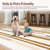 Contemporary Stripe Area Neutral Tone Non Slip Stain Proof(Beige)