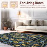 Ultra Soft Area Rug, Non Slip, Stain Resistant, Washable Area Rugs for Living Room, Bedroom, Oriental inspired Area(Blue)