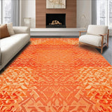 Autumn Harvest Area Terracotta & Orange Geometric Design(Orange)
