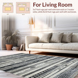Ultra Soft Area Rug, Non Slip, Stain Resistant, Washable Area Rugs for Living Room, Bedroom, Rustic Vintage Ethnic Motif(Gray)