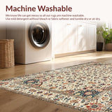 Ultra Soft Area Rug, Non Slip, Stain Resistant, Washable Area Rugs for Living Room, Bedroom, Artistic Abstract Ogee Arrangement(Beige)