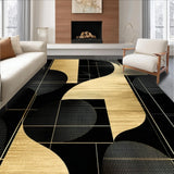 Ultra Soft Area Rug, Non Slip, Stain Resistant, Washable Area Rugs for Living Room, Bedroom, Chic Modernist Bold Artistic Motif(Gold)