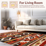 Ultra Soft Area Rug, Non Slip, Stain Resistant, Washable Area Rugs for Living Room, Bedroom, Artistic Southwestern Heritage Design(Red)