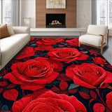 Ultra Soft Area Rug, Non Slip, Stain Resistant, Washable Area Rugs for Living Room, Bedroom, Vibrant Shaggy Floral Elegance(Red)