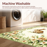 Ultra Soft Area Rug, Non Slip, Stain Resistant, Washable Area Rugs for Living Room, Bedroom, Elegant Earthy Floral Display(Beige)