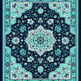 Ultra Soft Area Rug, Non Slip, Stain Resistant, Washable Area Rugs for Living Room, Bedroom, Non-Shedding Floral Medallion Bedroom Carpet(Blue)