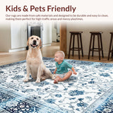 Ultra Soft Area Rug, Non Slip, Stain Resistant, Washable Area Rugs for Living Room, Bedroom, Rustic Pastel Floral Charm(White)