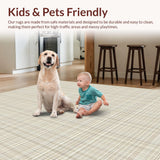 Ultra Soft Area Rug, Non Slip, Stain Resistant, Washable Area Rugs for Living Room, Bedroom, Cozy Abstract Square Motif(Beige)
