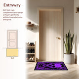 Ultra Soft Area Rug, Non Slip, Stain Resistant, Washable Area Rugs for Living Room, Bedroom, Dark Fantasy Alphabet Design(Purple)
