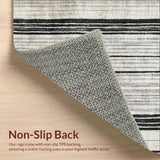 Ultra Soft Area Rug, Non Slip, Stain Resistant, Washable Area Rugs for Living Room, Bedroom, Boho Graphic Striped Carpet Washable Reversible Handcrafted Look(Gray)