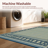 Ultra Soft Area Rug, Non Slip, Stain Resistant, Washable Area Rugs for Living Room, Bedroom, Waterproof Patio Trellis Runner Navy/Beige Grade(Blue)