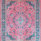 Ultra Soft Area Rug, Non Slip, Stain Resistant, Washable Area Rugs for Living Room, Bedroom, Chic Vintage Botanical Pattern(Pink)