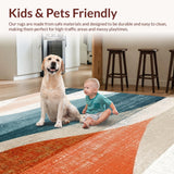 Ultra Soft Area Rug, Non Slip, Stain Resistant, Washable Area Rugs for Living Room, Bedroom, Abstract Board Inspired Rug with Dynamic Surf Lines and Coastal Color Blocking(Gray)