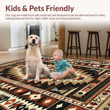 Ultra Soft Area Rug, Non Slip, Stain Resistant, Washable Area Rugs for Living Room, Bedroom, Bold Aztec Inspired Graphic(Brown)
