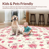 Ultra Soft Area Rug, Non Slip, Stain Resistant, Washable Area Rugs for Living Room, Bedroom, Elegant Petal-Patterned Serenity(Beige)