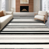 Ultra Soft Area Rug, Non Slip, Stain Resistant, Washable Area Rugs for Living Room, Bedroom, Contemporary Black and White Horizontal Striped Area Rug for Trendy Homes(Black)