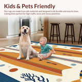 Ultra Soft Area Rug, Non Slip, Stain Resistant, Washable Area Rugs for Living Room, Bedroom, Vibrant Coastal Artwork Display(Orange)