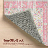 Ultra Soft Area Rug, Non Slip, Stain Resistant, Washable Area Rugs for Living Room, Bedroom, Chic Geometric Soft Pink Aesthetic(Ivory)
