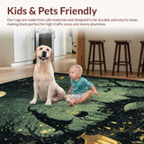 Ultra Soft Area Rug, Non Slip, Stain Resistant, Washable Area Rugs for Living Room, Bedroom, Midnight Coven Rug Pair - Bewitched Floor Art - Enchanted Black Carpet(Black)