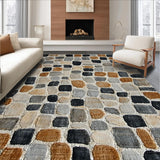 Ultra Soft Area Rug, Non Slip, Stain Resistant, Washable Area Rugs for Living Room, Bedroom, Boho Serenity Area With Cobblestone Shapes and Muted Earth Tones(Beige)